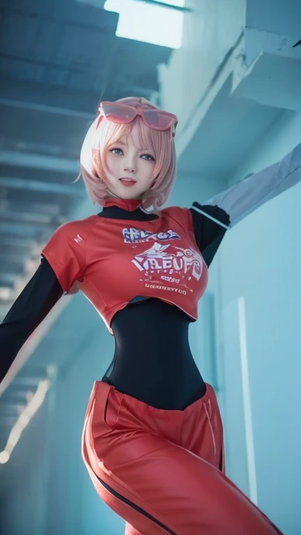 { 1 girl, young funk rock star, ((singing)) for concert, ((stadium)), daytime, ((crowds)), (squeeze breasts), (((low angle))), (cowboy shot), ((wide view)) }, { (masterpiece:1.4), (absurd resolution:1.6), (best quality:1.8), (photo realistic:1.8), (Luminous lighting:0), (Chiaroscuro:0), ((spotlight)) }, { ((young, cute, 20 years old)), (blushed:1.3),(open mouth),(weeping:0),(laughing:1.2),(excited:1.4), ((wet, soaked)), ((oily shiny skin)),(slender body),(big breasts),perky nipples,((big pelvis)),((tight muscles)),((tight abs)), ((bright pink color hair)),((long hair with front bang)),((windy)) }, { ((see through)) black and white skin-tight costume, ((under boob, turtleneck)), ((short skirt blown up)), (((see-through black panty))) }