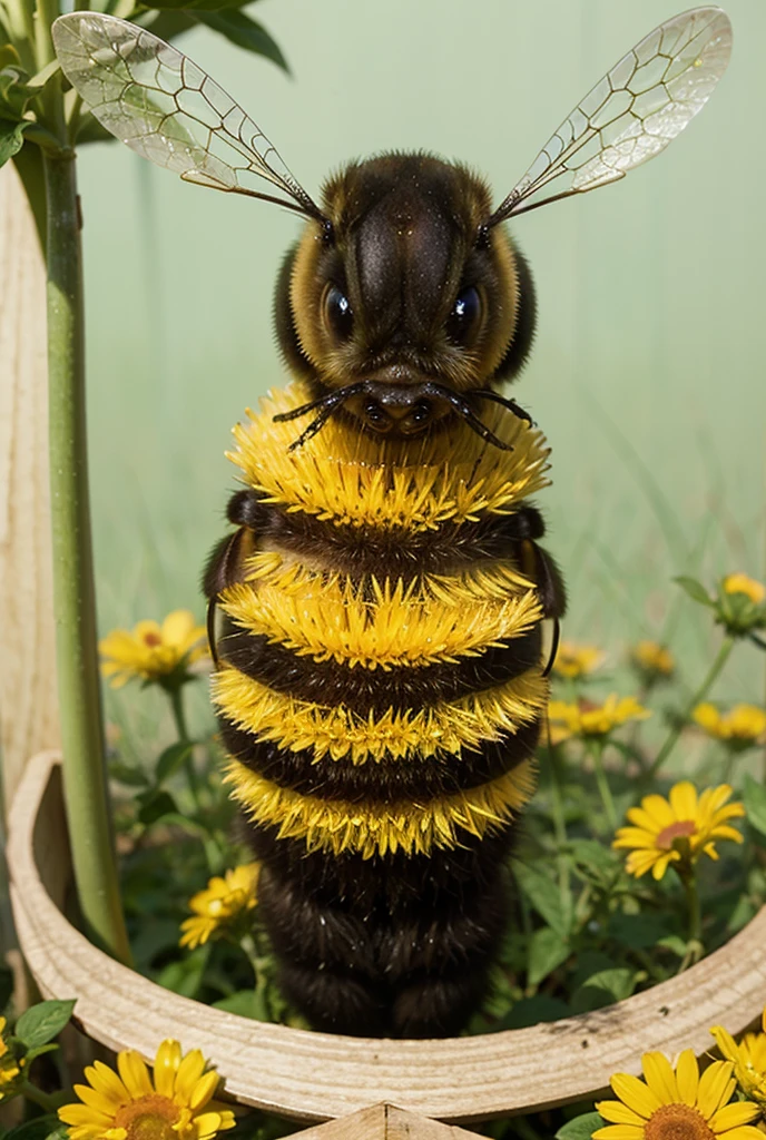 hyperrealistic sad bumblebeee in italy toskana landscape