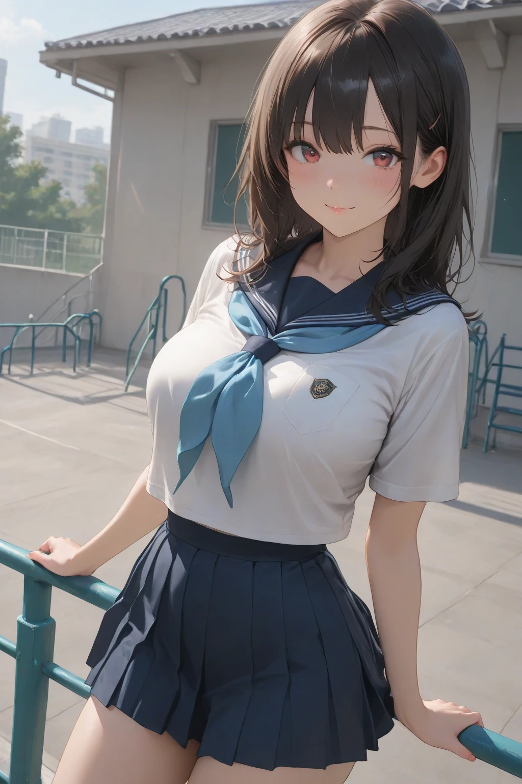(masterpiece:1.2, highest quality), (realistic, photorealistic:1.4), beautiful illustrations, (natural side lighting, movie lighting), beautiful thighs, Front view, 1 girl, high school girl, 15 years old, perfect face, Cute symmetrical face, shiny skin, ランダムなカラーのsailor suit、
(random hairstyle、blonde), Big eyes, long eyelashes chest), thin, expensive、
beautiful hair, beautiful face, fine and beautiful eyes, beautiful clavicle, beautiful body, beautiful breasts, beautiful thighs, beautiful feet, beautiful fingers,
((High-quality fabric, sailor suit, navy pleated skirt)),
(beautiful scenery),Are standing, (smile, Superior, open your mouth), (((skirt lift, Panties and pantyhose are visible)))