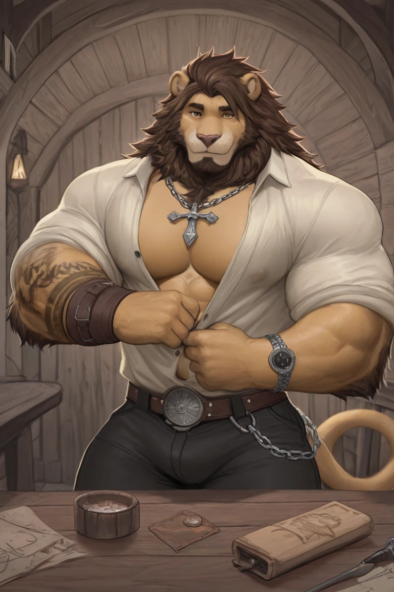 One tall bulldog with big muscular body shirtless and topless with white shorts and a chain on his neck, veiny
