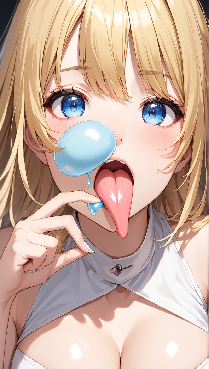 (Highest quality, Super detailed:1.2),Asuna,star, Crown Half Up Hairstyle,Large Breasts,break Choker,Are crying,(Face close-up:1.2),break,((1 male and 1 female,Blowjob,penis,)),(Cum in mouth:1.3)