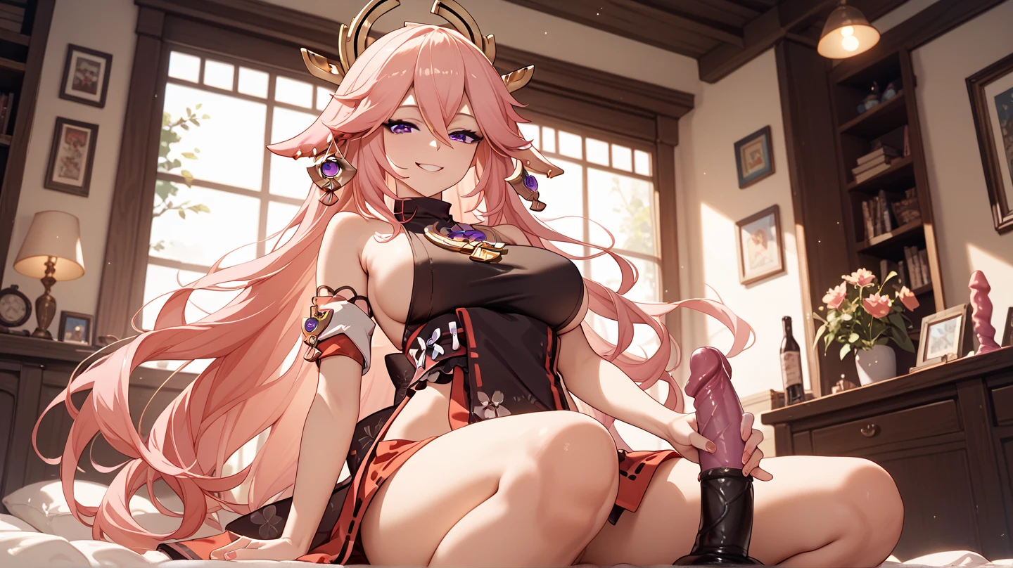 Harem girl girl smile best quality school masterpiece long hair pink hair,(Pregnant,Huge breasts:1.8)