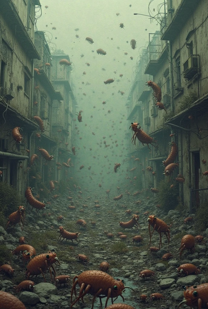 A horror mountain with all dolls laying here and there horror dolls road in between  every doll other and uphill 