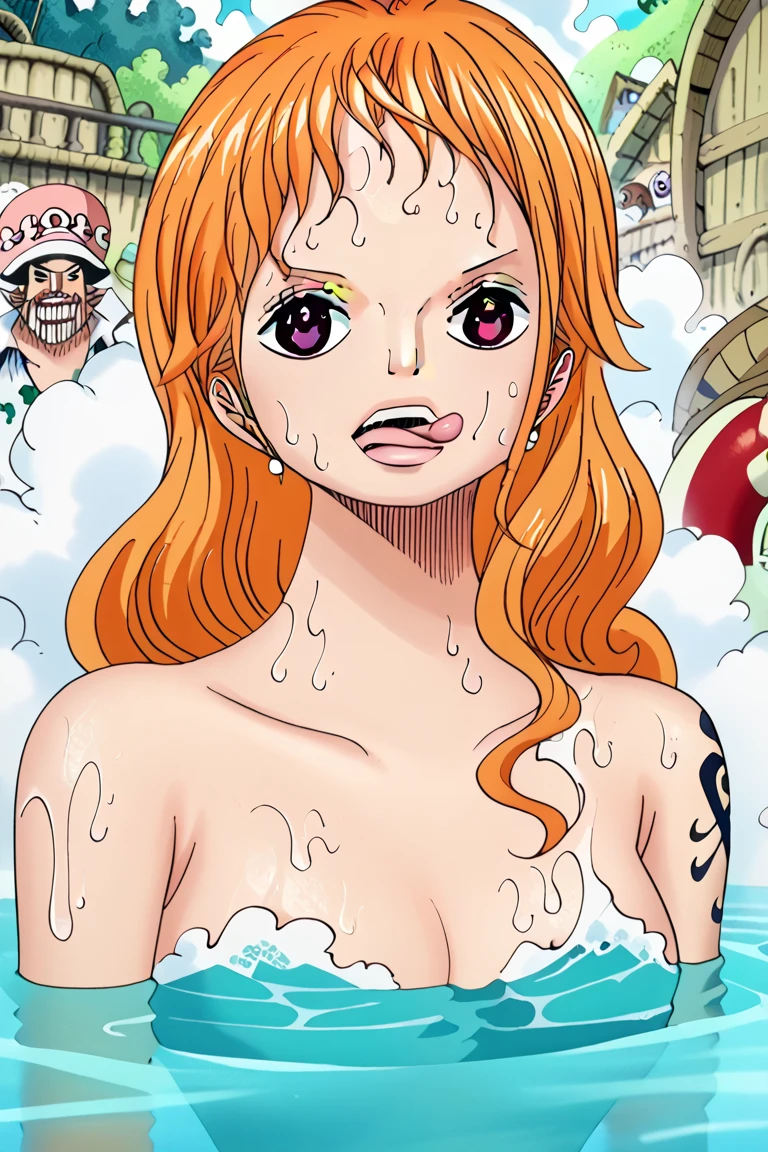 ((best quality)), ((masterpiece)), (detailed), 1girl, , naked, hentai, nsfw, nami one piece, long orange hair, nice , no clothing, 18+, cum