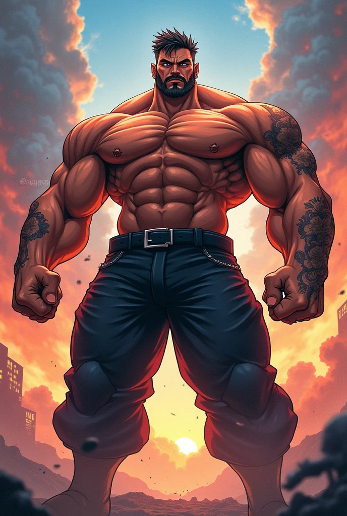 cartoon style, black skinned man, worker, very fighter 


