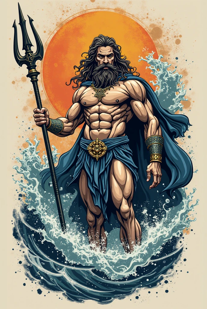 Create a Viking style tattoo decal design with fine lines of a sea wave.