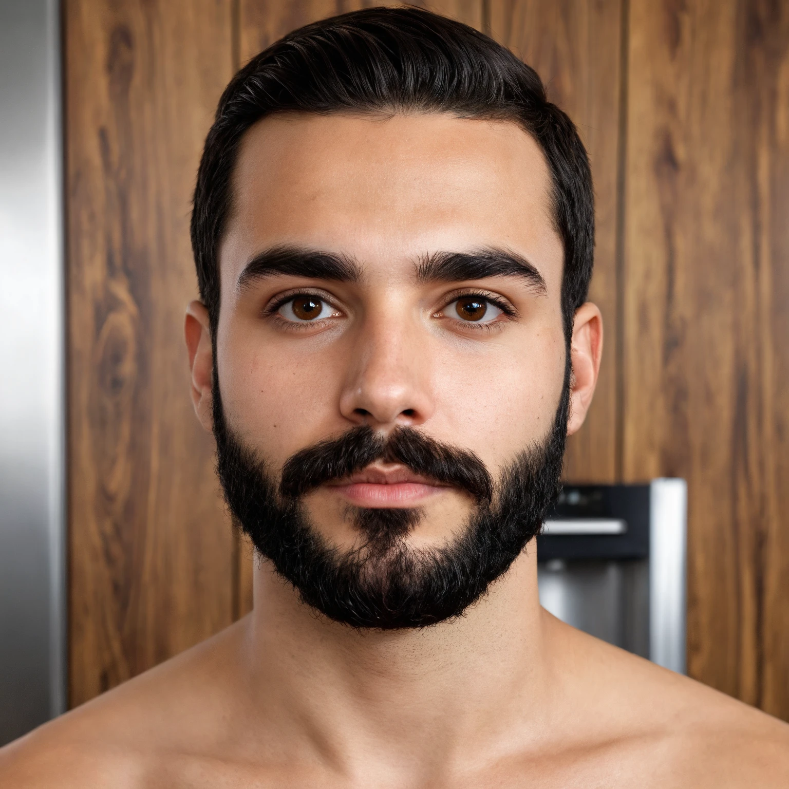 / homem jovem,pele negra,bonito,barbudo,olhos verdes, forte,cabelo trancado e comprido, tatuado, sem camisa