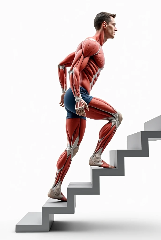 Draw an illustration of which muscles are active in the single leg dumbbell raise. Counting and specifying each muscle.