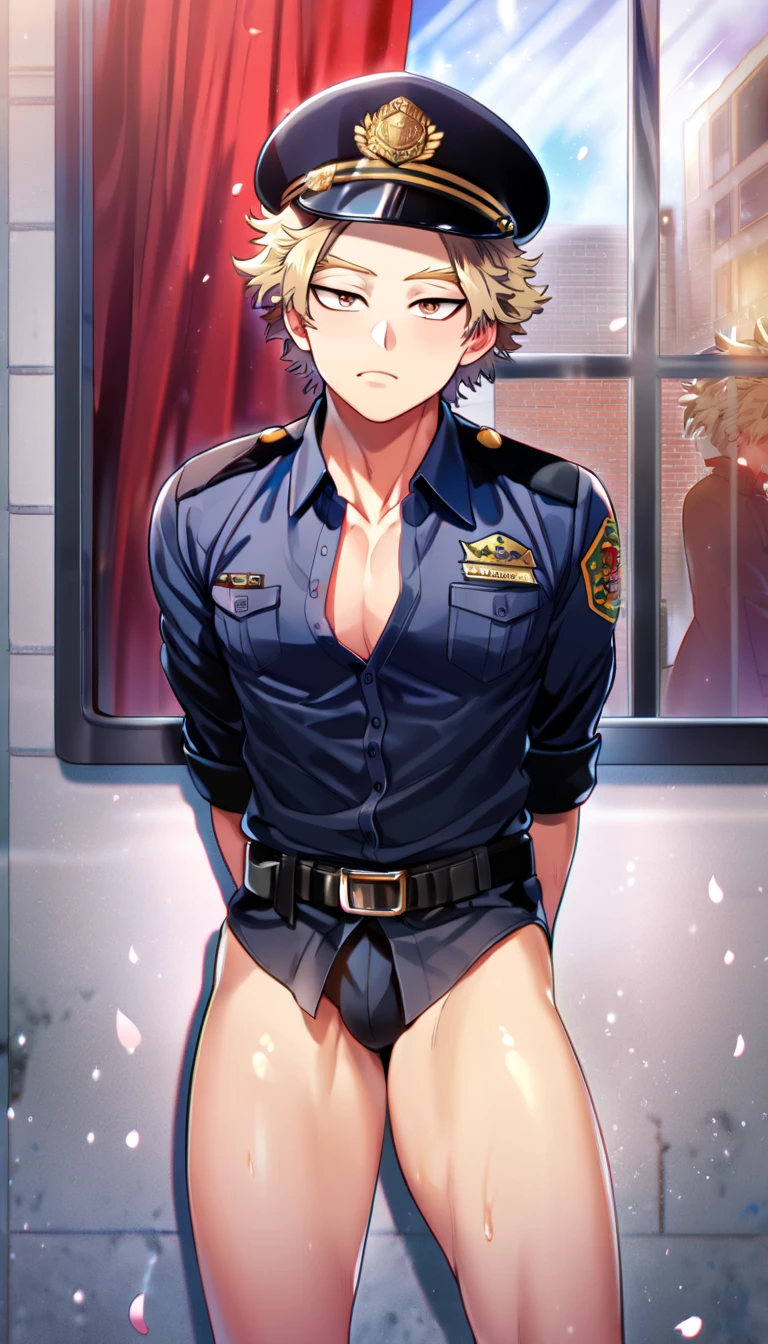 Highest quality、Sexy Baby Lizardman、Skimpy、Pink eyes without highlights、Lizard head、Shota、maleの子、male、Sweat、Embarrassing、Gay、Royal Hotel、cute、Knee-high socks、frilled choker、Obscene language、Showing tongue、toplesagazine cover style illustration、bow tie、salute、military cap、Get a tip、Belly button style military uniform、navy、Light blue thong panties、Transparent fabric、Lie down on the bed、Peeing