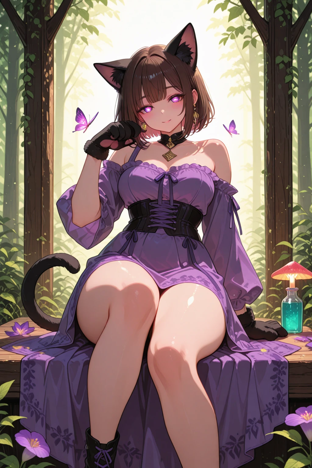 Estatura: Alta. Cabello: Largo, rojo, variaciones violeta, verde. Ojos: Verdes.Atuendo: Kimono with kohaku bow shows a little of her legs and a little of her breasts dressed in a metal bra with chains that she wears around her neck with a necklace and lace chains and garter belt bdsm chains .Cuerpo: Bolutuosa y bien dotada.
Ojos: Green with heart-shaped pupils, the girl looks at the camera from behind, raising her buttocks, smiling 