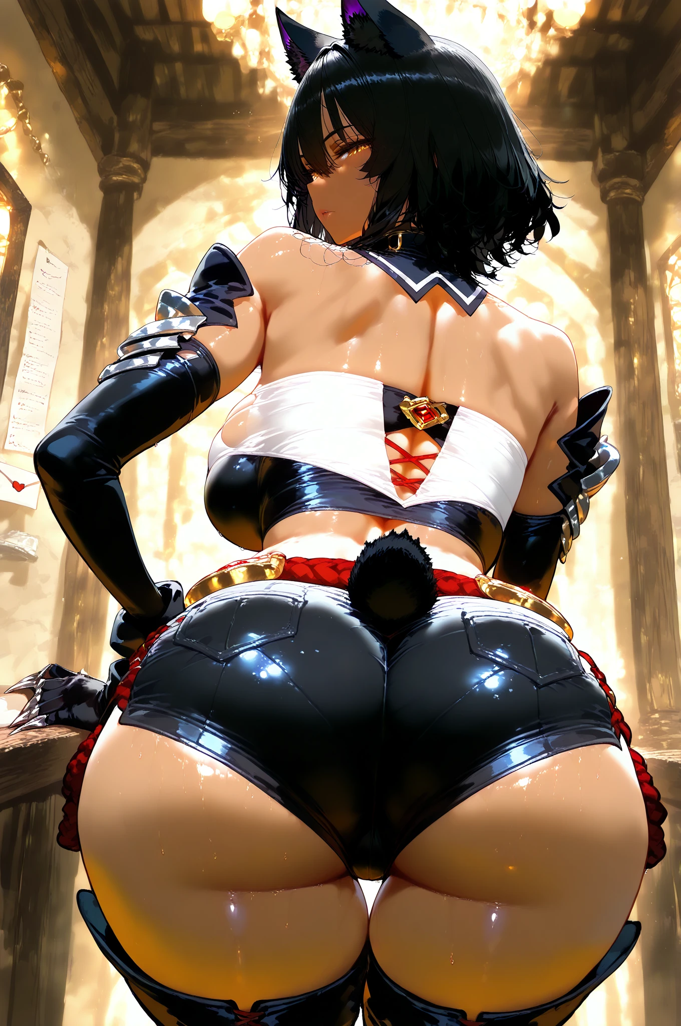 In the middle of the battle,Nier Automata,2b,nier,(((Alone,)))The sight of fighting robots,Masterpiece,Movie Proof,(Beautiful face,Beautiful body,Beautiful hands,Beautiful legs,Beautiful human body)whole body,Model body type,Big Breasts,Oilskin,Fighting with a sword,Back view,