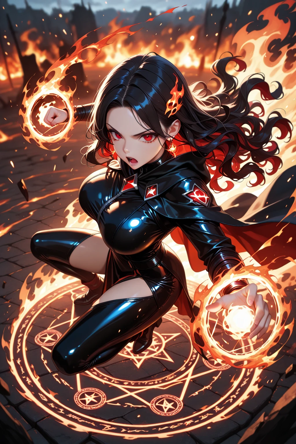 core_9、score_8_up、score_7_up、score_6_up、Movie-like scene、Dynamic pose、knava、Halftone effect、Inflamed skull、(Ghost Rider with a burning skull on his head)、Head of inflammation、Fiery neck、Burning Eyes、Fiery blue inflammation hair、Leather jacket、chain、Blue Fire、Fire breathing、Open your mouth、Huge Firebolt、Gazing at the viewer、Electric lightning arcs from body、Keep arms、Keep、arms、whip、Keepchain ((inflammation))、neon cyberpunk、Dark Cyberpunk City、OverallDetail lora:FireBreath:0.9> 