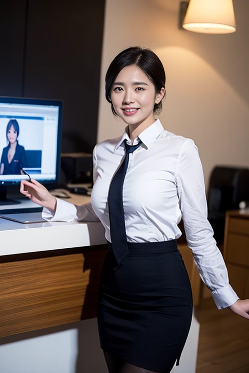 She looks 15 but、She has the cute face of a 20-year-old idol.　Gentle and cute　Smiling Kindly　Medium bust　Cleavage　She is a tall building々I work in an office with、(((She was alone in the office and started to take off her skirt in front of many male colleagues wearing suits.)))、(((In the process of taking off her skirt)))　RAW Photos　Genuine　Genuine　Life　　Do not display copyright