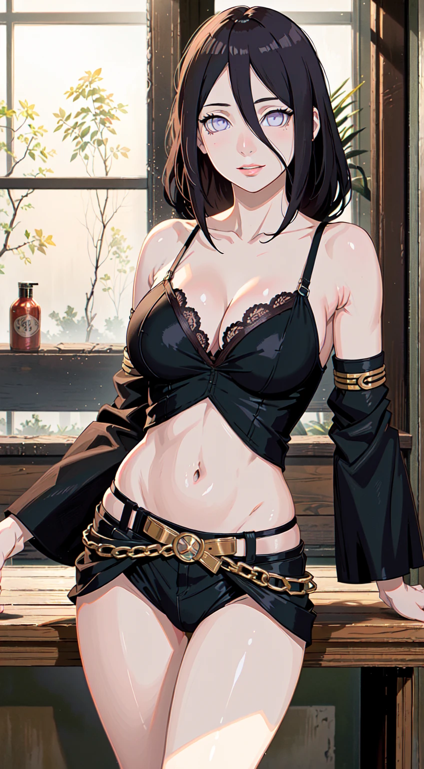 (32K:1.9, Highest quality, masterpiece, Ultra-high resolution), Perfect dynamic composition, Highly detailed skin and facial textures:1.3, Detailed eyes, Detailed limbs, Dark basement, a cute and sexy 25-year-old slim Japanese woman, Fair skin, Show your hand, Tilt your head, (Crazy behavior:1.7, A lot of men look at women's bodies:2.0), ((Huge breasts that are about to burst:1.0, areola is not visible, Big cleavage:1.15)), (Painful expression:0.9, Totally captivates you:0.9), (bright brown leather clothing:1.3), (Beautiful Blue Eyes, Beautiful erotic eyes:0.85), Sexy Face:0.4, blush:1.1, (A taste that exudes beautiful eroticism:0.85), Professional camera work, (((Bloody:1.8, Covered in scars:1.7, Lots of big chains:1.8, Countless chains tangled in clothes:1.8, Chain your right arm:1.8, Chain the left arm:1.8, The right leg is bound with a shackle and chain:1.8, The left leg is bound with a shackle and chain:1.8))), ((Too erotic:0.9)), ((Huge breasts that are about to burstに、Endless chains invade:1.8)), ((A giant chest about to burst、an immeasurable amount of fluid flows in:1.5)), View from the knees up