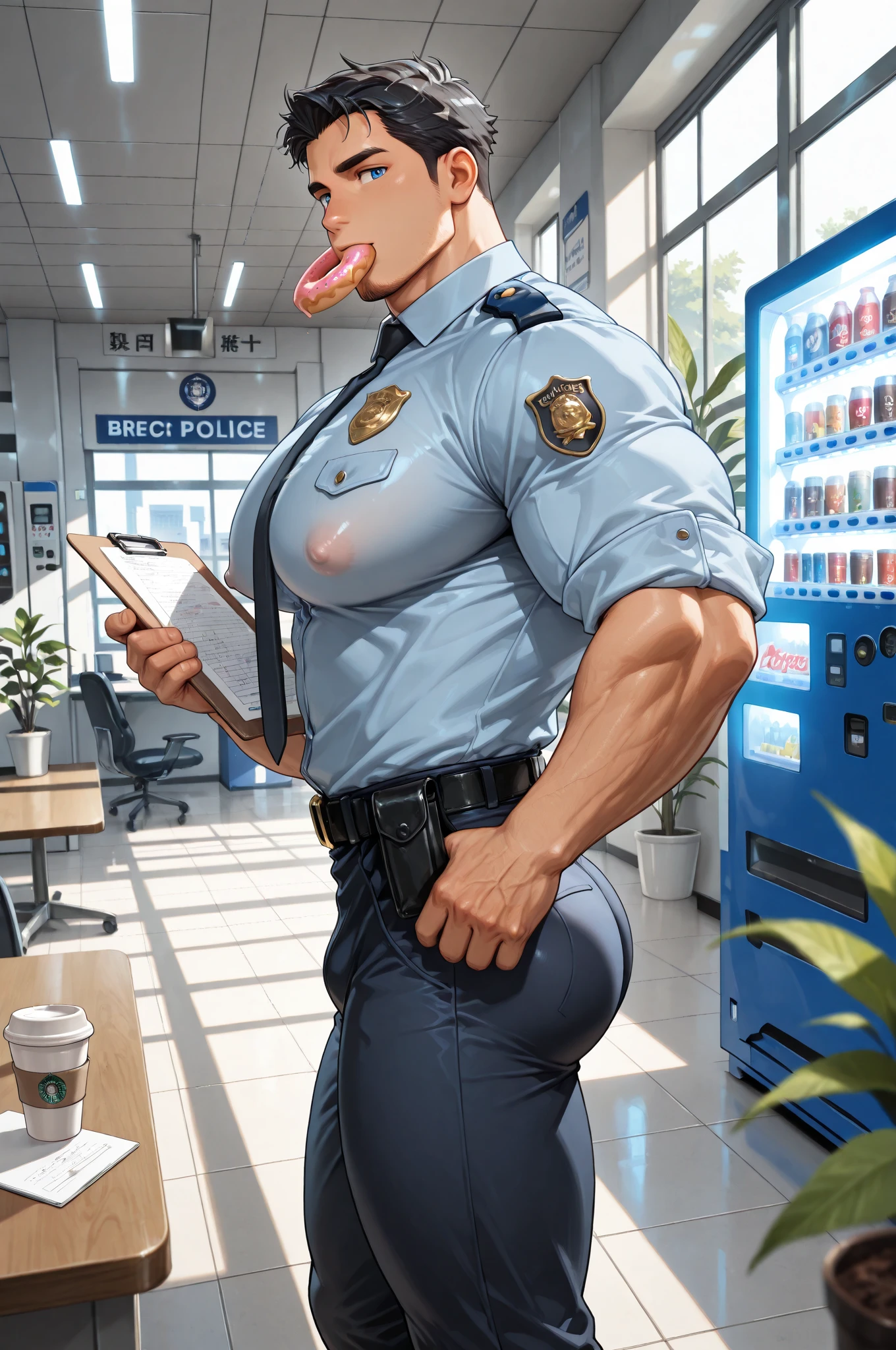 Author: bontiage, (1 boy), One, Siberian husky, (big Erect penis:1.3), (cum:1.5), Men's Second, kemono, hot body, muscle, Beautiful, sexual, Attractive guy, (Detailed black eyes), brows, (masterpiece, A high resolution, Best quality), 4K, a male, Beautiful shadow, evil grin, standing