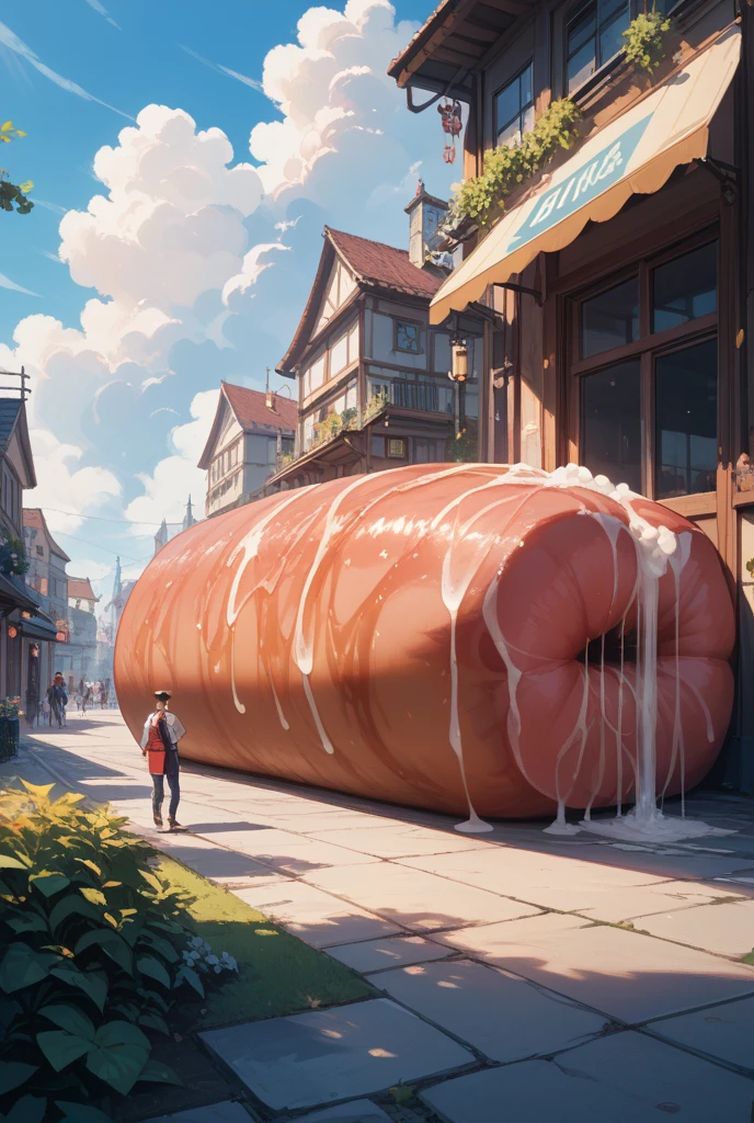Mom gets inflatable worried because every second she keeps growing but tries to hide from her son because she doesn't want her son to see her so big
