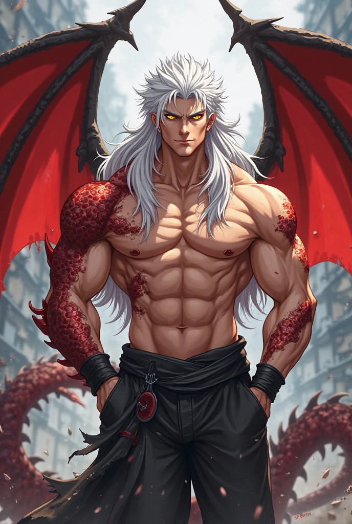 (megan fox), ((((((1 muscular demon girl)))))), (((huge upper body))), long hair, ((((huge demon wings))), (((pale skin))), (((sharp teeth, Huge horns, large nails))), navel, ((((full body front view)))), (((perfect hands, perfect fingers))), (((black empty background)))