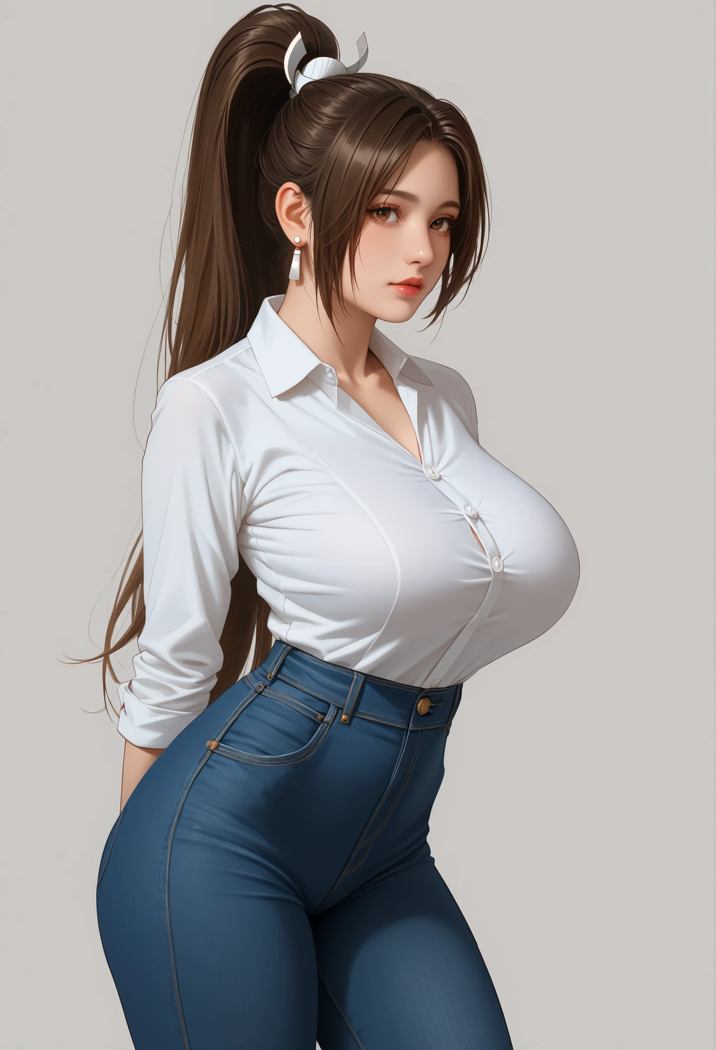 Big breasts in white clothes