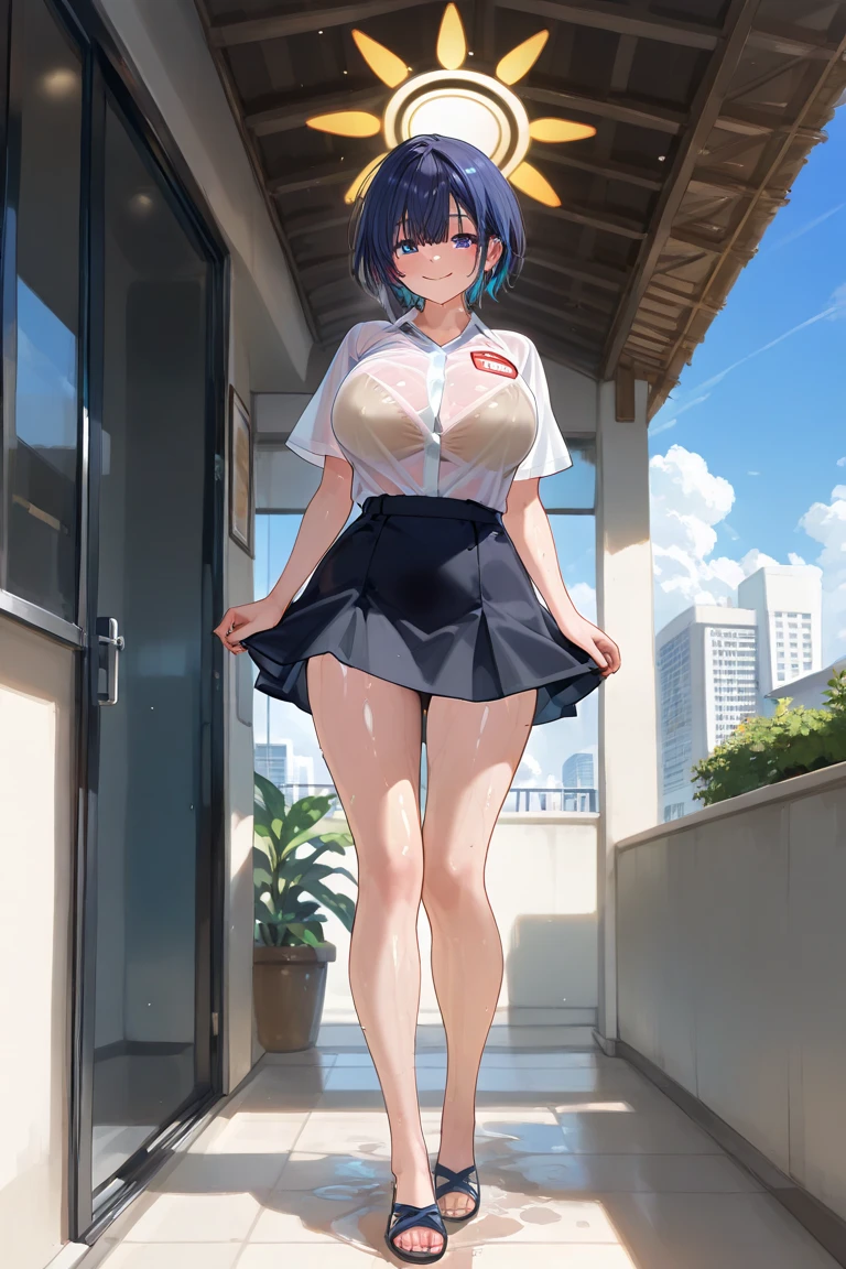 masutepiece, Best Quality, hight resolution, 1girl in、shirt、Short pencil skirt、Rear view、big breasts
White pantyhose、Dark blue full-back panties、Open your legs