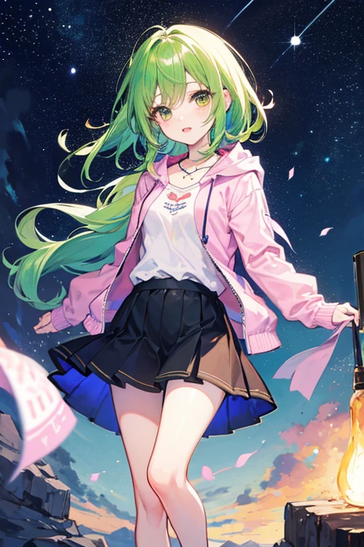 anime style; 3d; glitter; kiwi