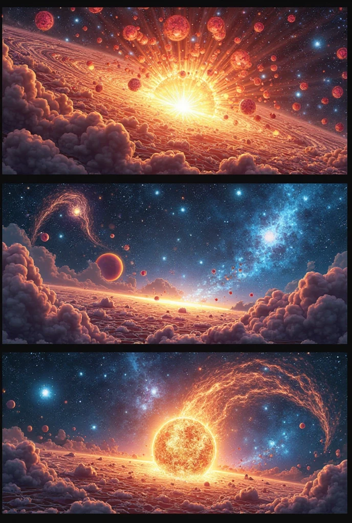 (Purple bright light) Nebula in the background, View from the planet, (Ultra-realistic), (masterpiece), Interstellar, Milky Way, 8K, Awesome Screensaver, Live Wallpapers