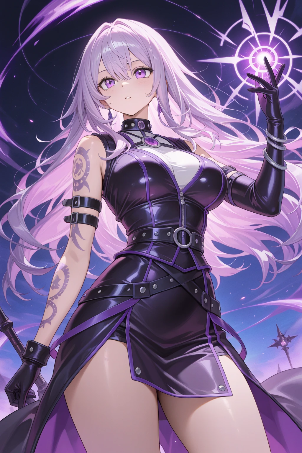 Light Purple Necromancer, blood moon, masterpiece, best quality, super quality, best Light, Best shadow beautiful effect, bright colors, neon Light, neon, Light,
