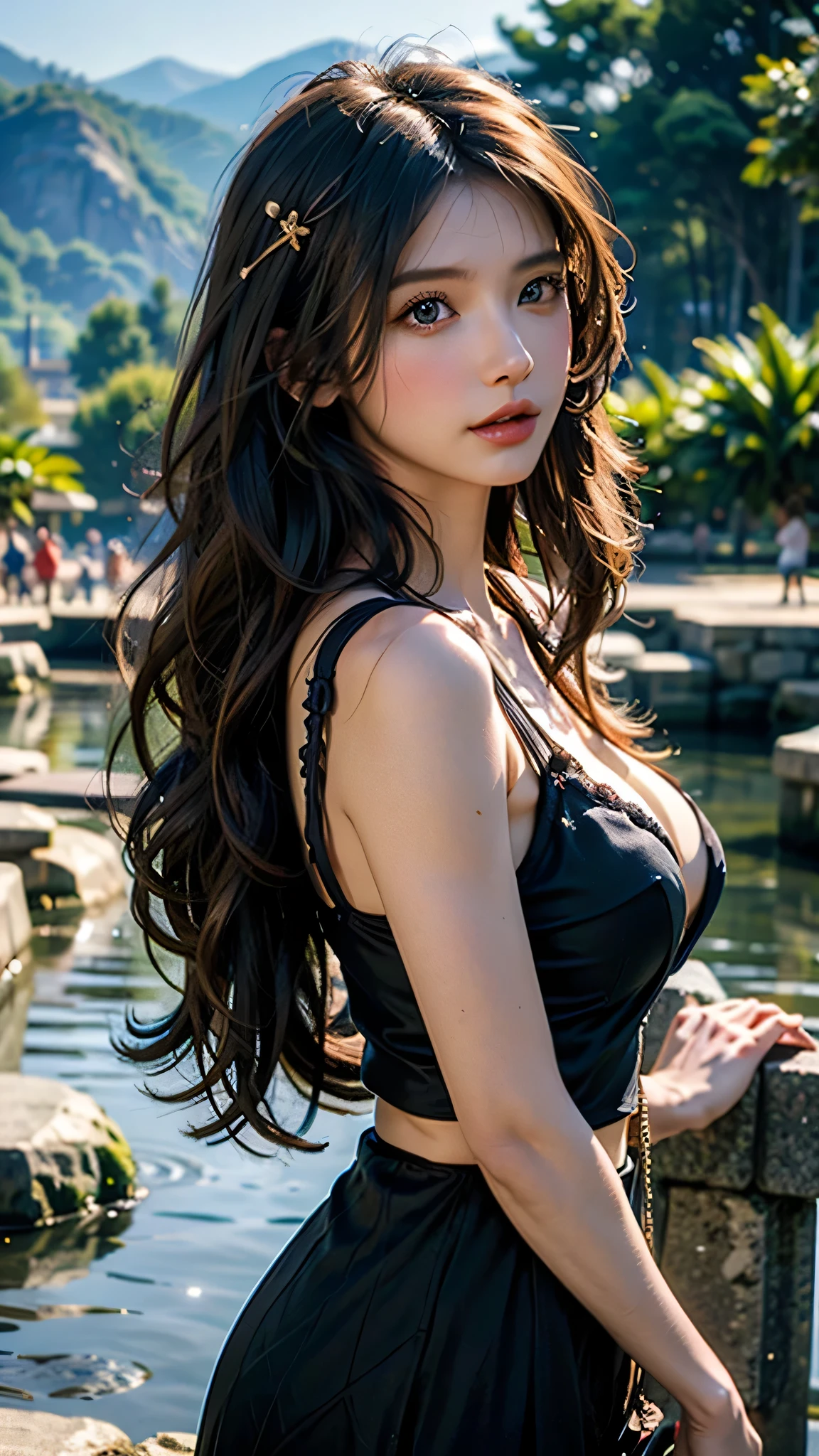 Turkish nifty girl, (20 years old), in the village, summer, shorts, attractive expression, (top view), (face and eyes details), (masterpiece, best quality, highly detailed), (lifelike, natural, naturalistic, photographic, realistic)