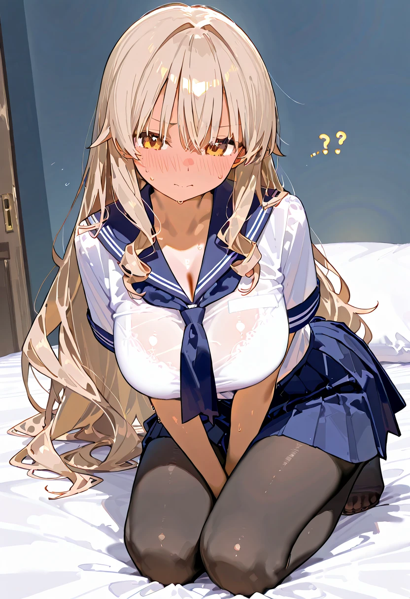 masterpiece、Best image quality、最high quality、man,girl , (light smile, Perfect Face) , independent , Looking into the camera, masterpiece, Anime art style, Cute Characters, Most detailed, high quality、(((light smile)))、Lying in bed、(missionary, 1boy, ?????, lying, vaginale, ass pov, spread legs, ???, nsfw)、nose blush、steam、Shiny Hair、Very fine and beautiful bright eyes、Very detailed, clear and beautiful face, Awards, Anatomically correct、((???????????????????,man on top, spread legs))、((Troubled face、Embarrassing、blush、Estrus))、Very large breasts,Blonde、Twin tails、Open your mouth、??????、tough、I feel、White knee-high socks、Full body portrait