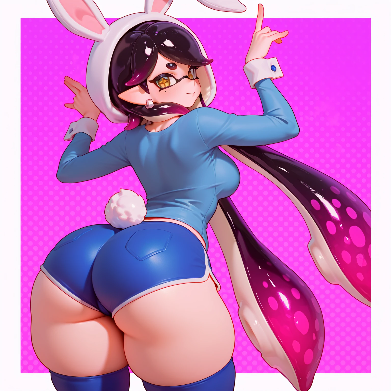 fat belly, large stomach,masterpiece, best quality, 1girl, ((dva overwatch)),yellow eyes, nude, tree, long sleeves, stairs, path, sitting, pussy, spread legs, dildo, anal, one leg up, spread pussy, medium breasts,