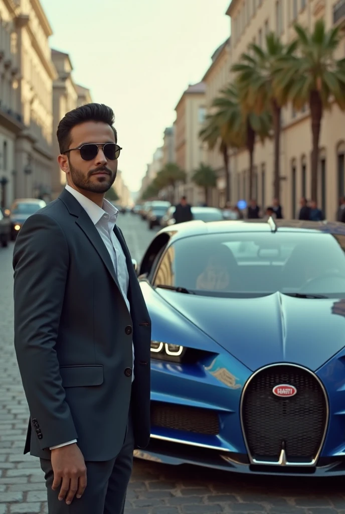 2ND PROMPT :- create a realistic profile picture where a 25 year old boy attitude BOY in a red dress and sunglasses sitting casually on a wingback indian flag color Super car, wearing sneakers, with black mask, and sunglasses, be looks ahead, the background features Amar in big and capital in yellow neon font on the dark grey wall, there should not be his shodow, and there are wings to make it appear as if be is an angel