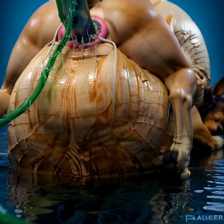 A hyper realistic, ultra detailed image of a terrordog, fat, (((((feral))))), wild mane, flowing mane, textured mane, ((hair over eyes)), pig snout, tusks, mane, spines on back, long spines on back, thick thighs, pink body, duo, shaded, intricate, realistic, detailed background, dark skin, (saliva:0.8), monster, claws, panting, drooling, saliva, aroused, face down, ass up, on a klingon star ship, freighter. ((((duo, hyper balls, pov low angle, small pig tail, pig feet, feral, excessive anal wet scat, standing on all fours, spreading legs, hands on butt, faceless human, excessive hyper anal wet feces))))
