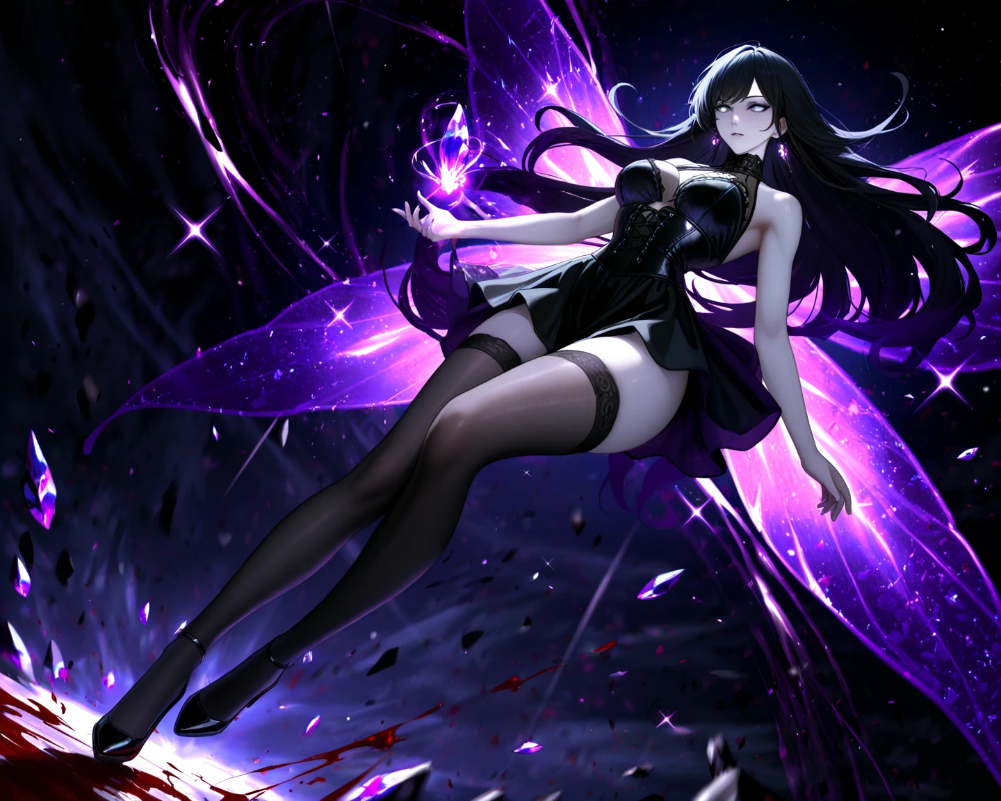 perfect doll, scale up, masterpieces, 16k, hyper detailed, perfect body shape, corrupted, perfect lighting, anime CG, seducing, original character, neon around, colorful, perfect color combo, 1:1.6 body ratio, fantasy world, mythic world, new meta