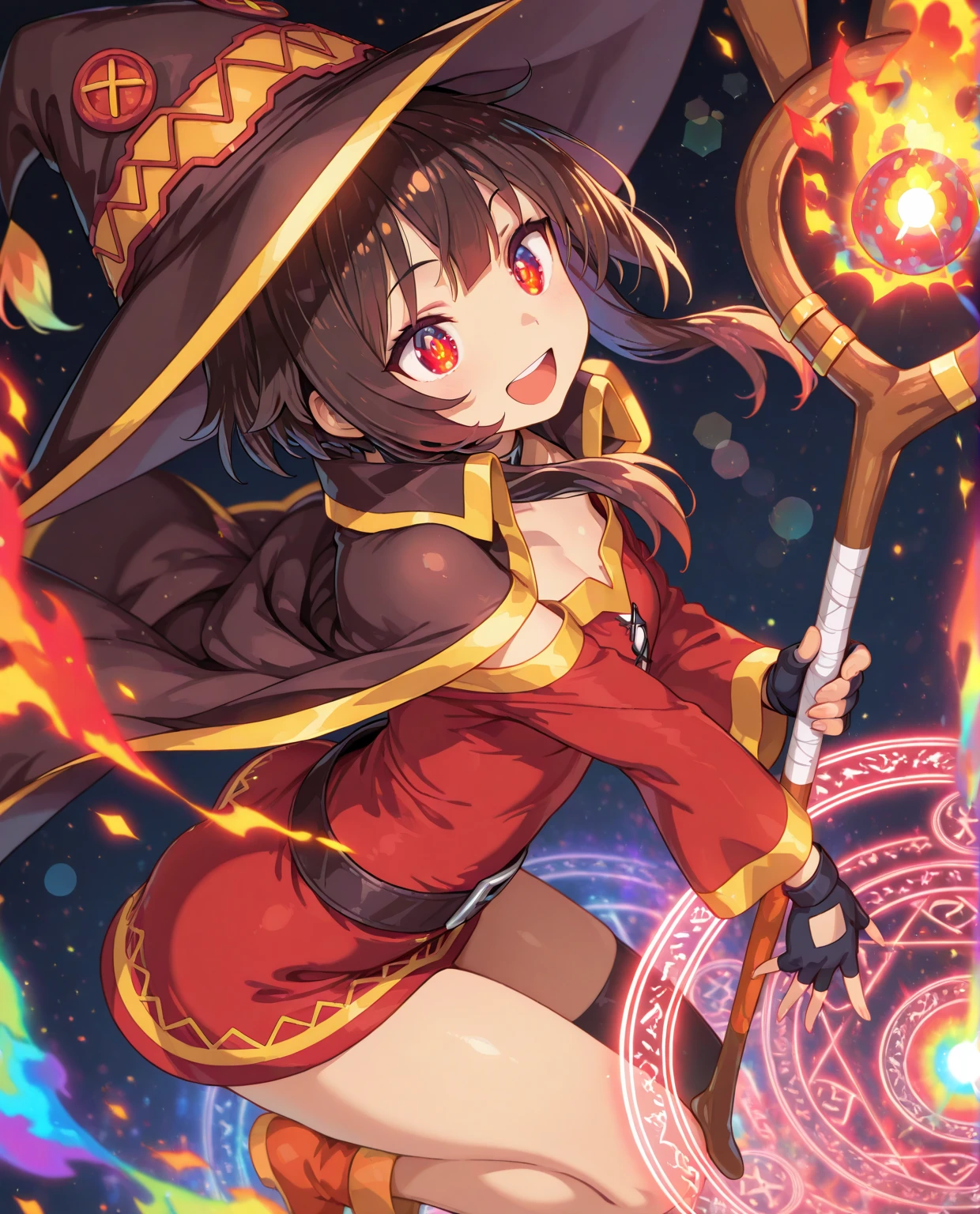 Glo-fi Art Style 1girl megumin from konosuba, ,, red dress, staff, wand,
<lora:MeguminXL:1>, <lora:SDXL - Wrong:1>, ZIP2D , dynamic, dramatic, vibrant colors, glo-fi art style