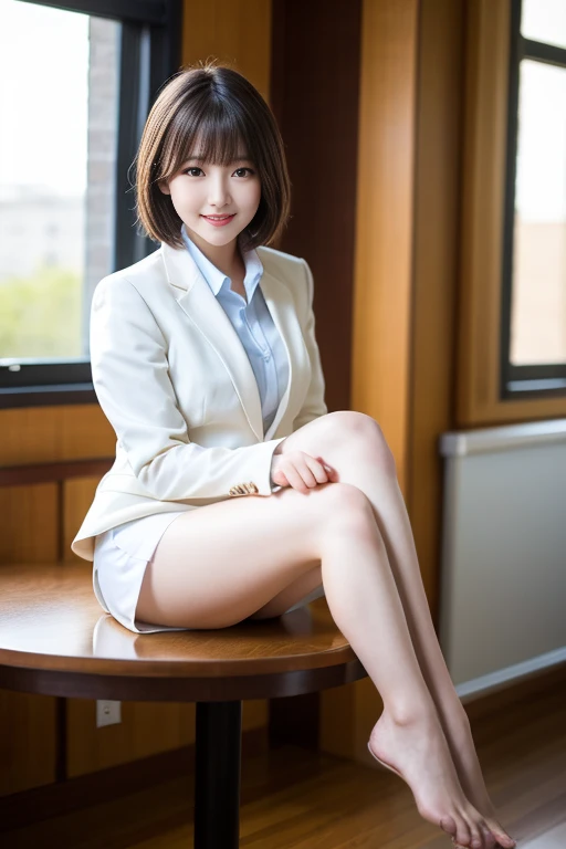 NSFW, materpiece,8K,Best Quality,superfine illustration, Large_filesize, extra detailed face, Perfect Lighting, fulcolor, OL, Wearing a suit, (Inside the office:1.5),  Detailed background, Professional Lighting, Dynamic Angle, Perfect hands, Detailed shiny skin, detailed hairs, Detailed eyes),
BREAK 
1girl, Cute, 25-years old,
(shot from front:1.5), (Opening legs:1.4)
(Squatting:1.5), (Suits, O-neck shirt:1.1), (Bottomless:1.3), Shorthair, (:0.8), (Juice:1.2),  show through, (Half-taken panties:1.1), Dale in the, heel,
(office backdrop:1.5), a desk, personal computers, 
red blush, Sweat,
