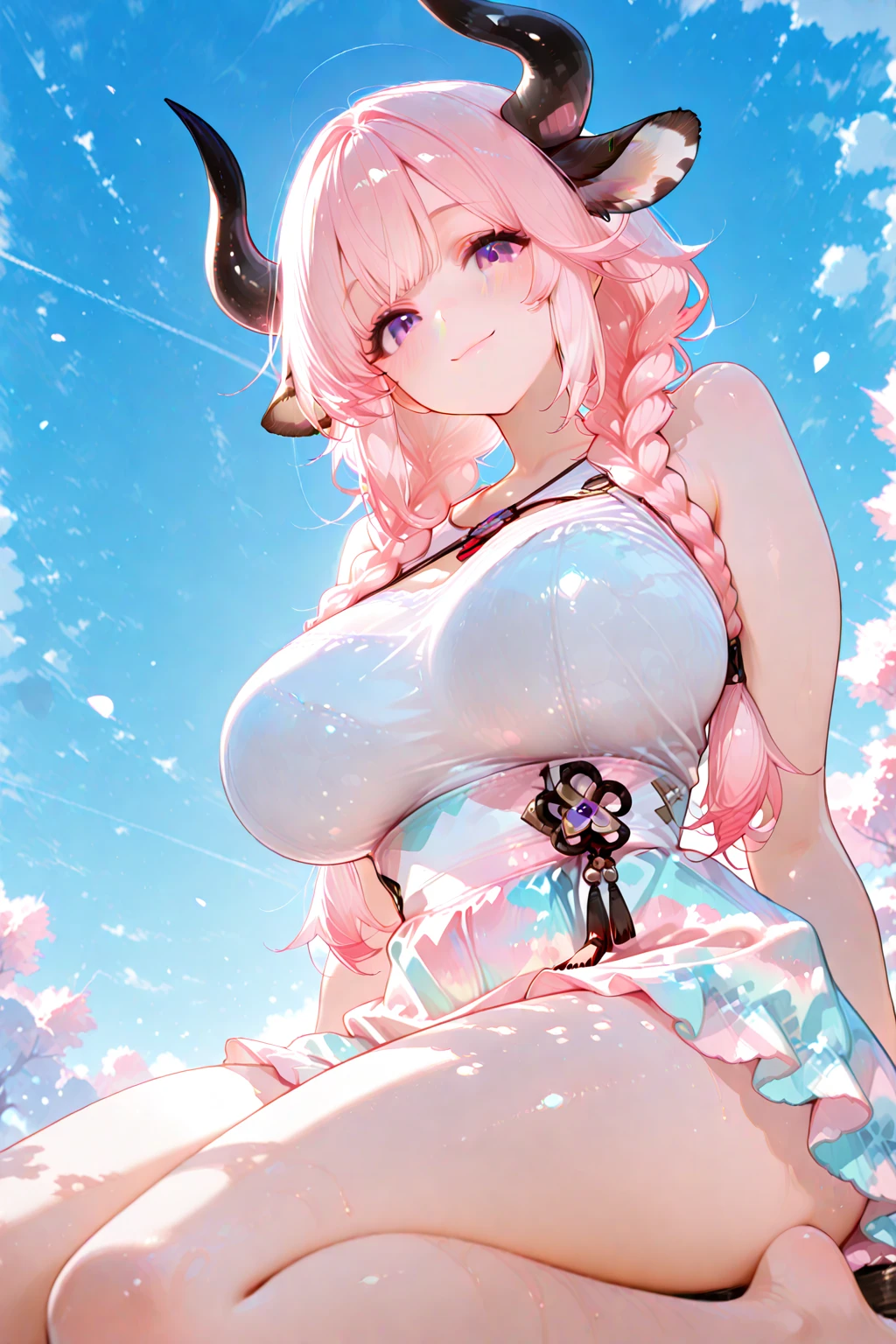 lamia from ancient Egypt,(((lamia,monster girl))),

(((pink_eye:1.3,red_student)),complex eye,beautiful detailed eye,symmetrical eye,((((pink horns,pink scale,scaly ,scale ,scaly skin)))),(Large Breasts:1.5),((((long pink hair,pink hair,colored inner hair)))),((((Porcelain-like skin,Pale skin,Shiny skin:1.5,Sunburned skin,Light Skin: 1.5,Sunburned skin,Shiny skin,very Shiny skin,Shiny body)))),(spider&#39;s underbelly,Tight waist,Wide Hips,Baby Bodysuit,Swollen legs,Thick thighs,),(((Detailed face))),

cute,Lewd,sensuous,Fascinating look,Fascinating,((erotic)),Gorgeous,Gorgeous,Longingly,(((Browsing Caution))),

((((Maid headdress,Maid,Maid clothing, Maid cloth)))),Revealing clothing,Show some skin,Cleavage,((Underbust)),(barefoot,),((impenetrable and beautiful Dragon Scale:1.4,Dragon Scale)),(((complex outfit,complex clothes,embroidered outfit,Glamorous costumes,embroidered clothes,Glamorous clothing))),

(Dynamic pose:1.0),Embarrassing,(centered,Scale to fit dimensions,Three-part method),

((snowy pink cherry forest:1.5,pink theme forest:1.5)),winter,scenery:1.25,((complex scenery)),((Snowy forest background)),Christmas tree,

(Glossy winter ornaments),High resolution,Sharp focus,(Super detailed,Very detailed),(Photorealistic artwork:1.37),(Very detailed CG unity 8k wallpaper),(((Vibrant colors,Vibrant Themes))),(complex),(masterpiece),(Highest quality),

Rainbow gradient eyes,Sparkling Eyes,Curly hair,Cleavage,Shoulder Bare。Stylish hairstyle,Stylish clothes,