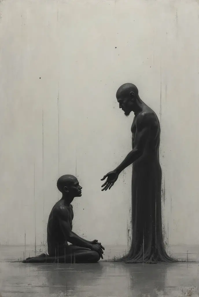 two boys stone statures waiting in a pose <lora:talesofthegraveyard:1>