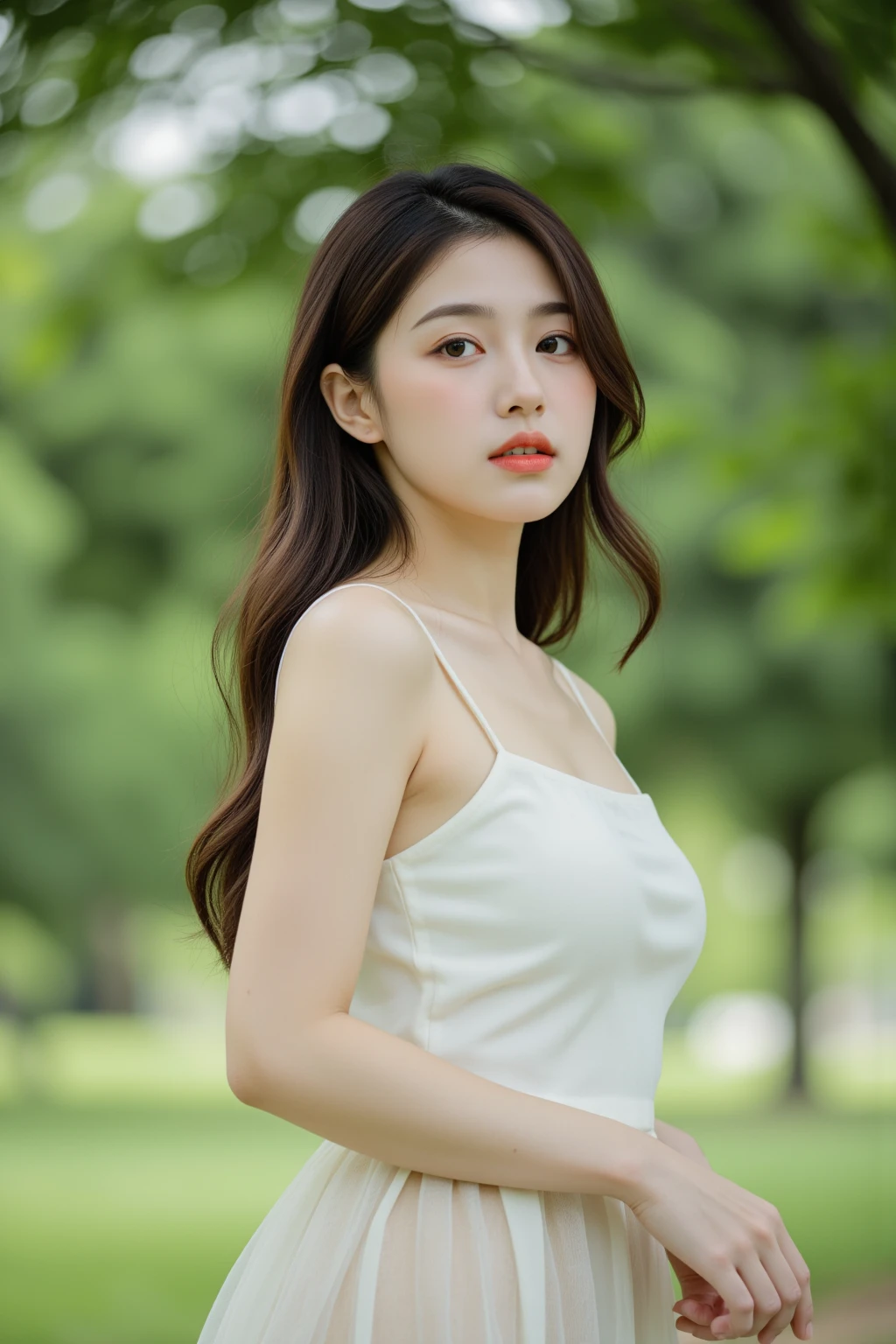 ((Best Quority,8K,a masterpiece of:1.3)),(Flower Cap:1.3),focal:1.2,Perfect beauty:1.4,glute:1.2,(Layered Hair Style:1.2)),(Dark streets:1.3),highly detailed face and skin textures,fullllbody,Elaborate Eyes,双眼皮,Whitens the skin,Short wave hair,(Round face:1.5),(Loose white top,Yellow miniskirt:1.6),Stand in the middle of the street