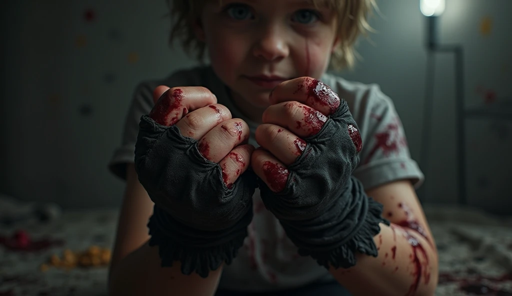 Two children beating a child to death, which is a real image