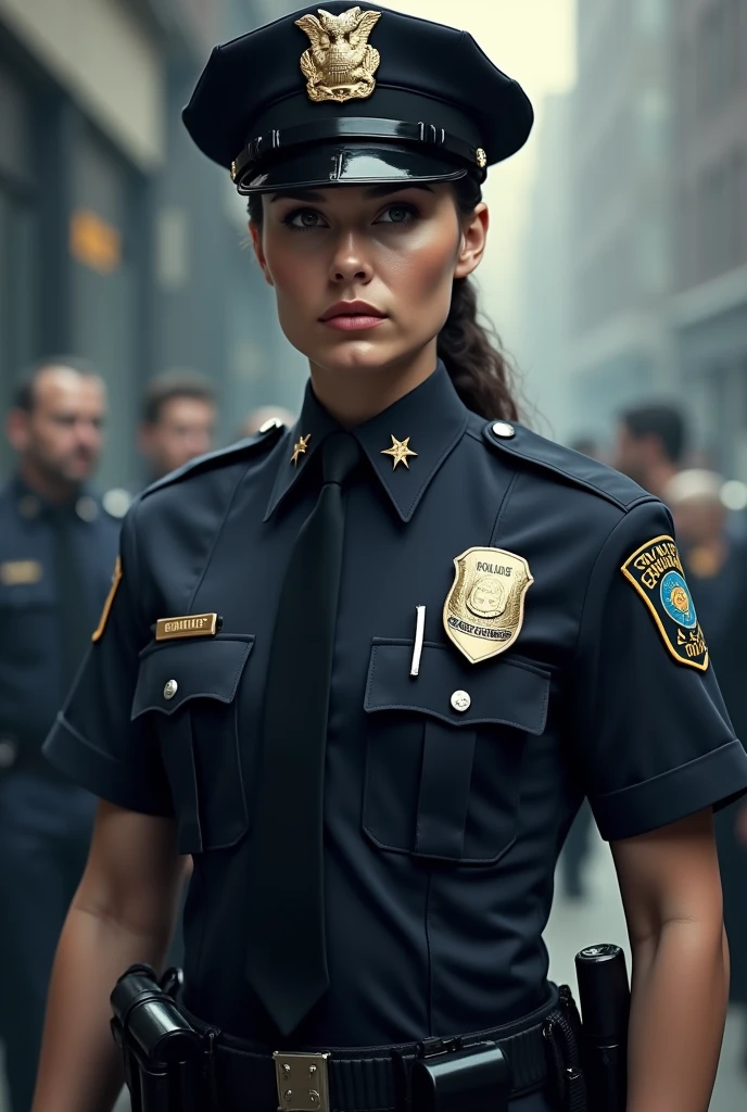 DEN_anomaly_Steamgirl,
(posing by a (police car:1.2) (dressed:1.1) in a (police uniform:1.2), (police officer:1.3), police uniform, (police car:1.1), cuffs, (police:1.2), (uniform:1.3), police hat, hair tied back, tied back hair, trousers, top, jacket:1.2),
bokeh, f1.4, 40mm, photorealistic, raw, 8k, textured skin, skin pores, intricate details <lora:epi_noiseoffset2:1>, epiCRealism