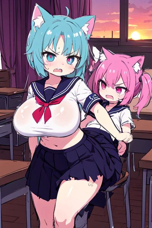 score_9, score_8_up, score_7_up, masterpiece,by syuro,by dagasi,furry, anthro, pad, 1 boy, 1 girl, blush.hetero,1 lop rabbit girl, girl, lop rabbit girl, blue fur, female, anthro, furry,small breasts, medium hair,half closed eyes, Simple dead eyes,shortstack, {{{{{lop rabbit ears}}}}}, petite+. ,sailor swit,skirt lift,dynamic lighting, cinematic lighting,outline,vivid colors,musk, thigh highs, pastel colors, medium hair, open legs, classroom , 2girls, bunny girl, blue fur, female, anthro, furry, sweat, {{cunnilingus}}, lick vagina, female tongue,nsfw, hold knees,
