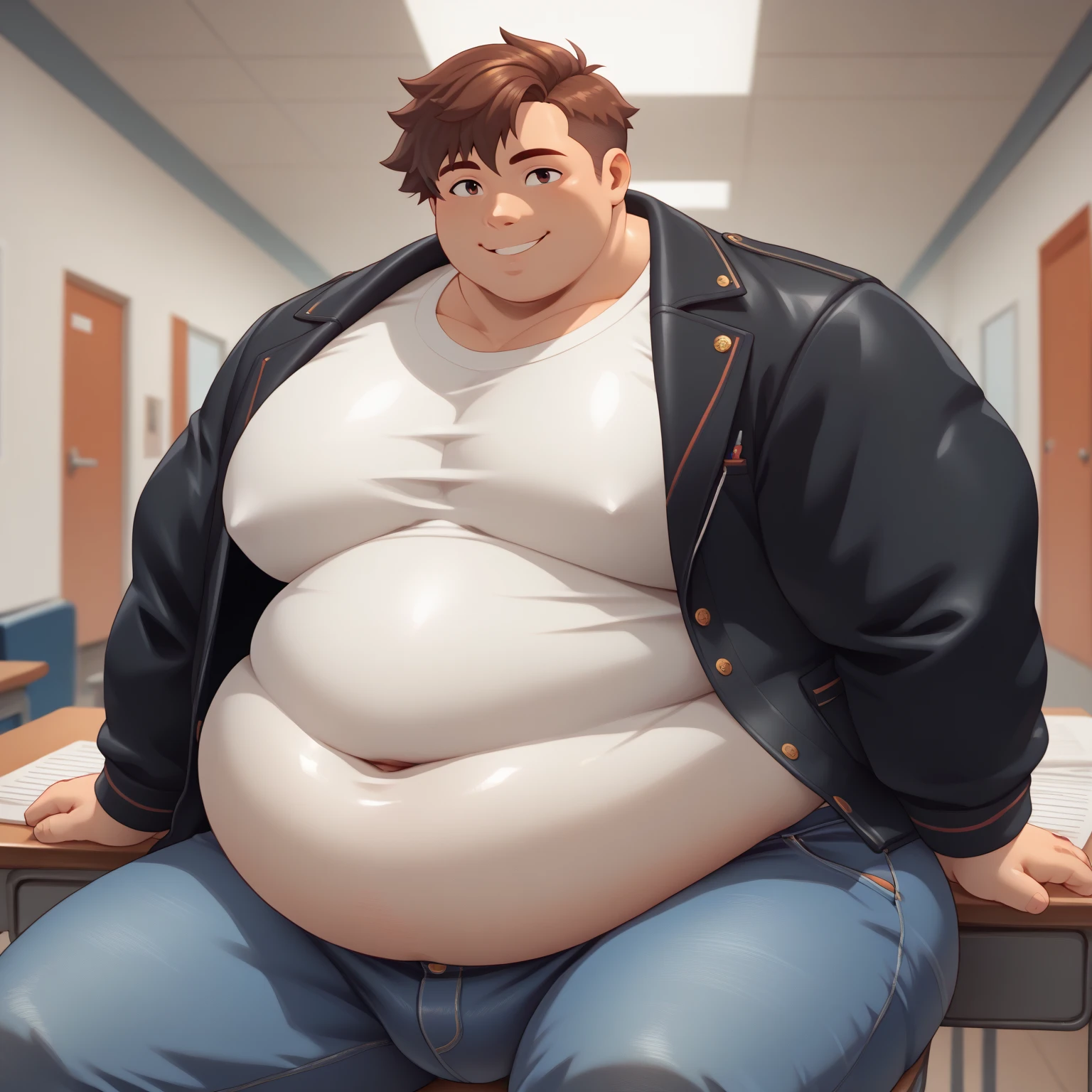 masutepiece,top-quality, 8K, A fat man is staring at his computer in his room late at night., 30-years old, nerdy, Pull the light gray sweatpants down to your knees., grab your crotch from above your panties, wet short sleeve t-shirt, Bare thighs, Bare belly, short legs, Bowleg, Shy, Glasses, Black-haired man, Round face, Sweating, out, hard, NSFW, Solo, Asian,