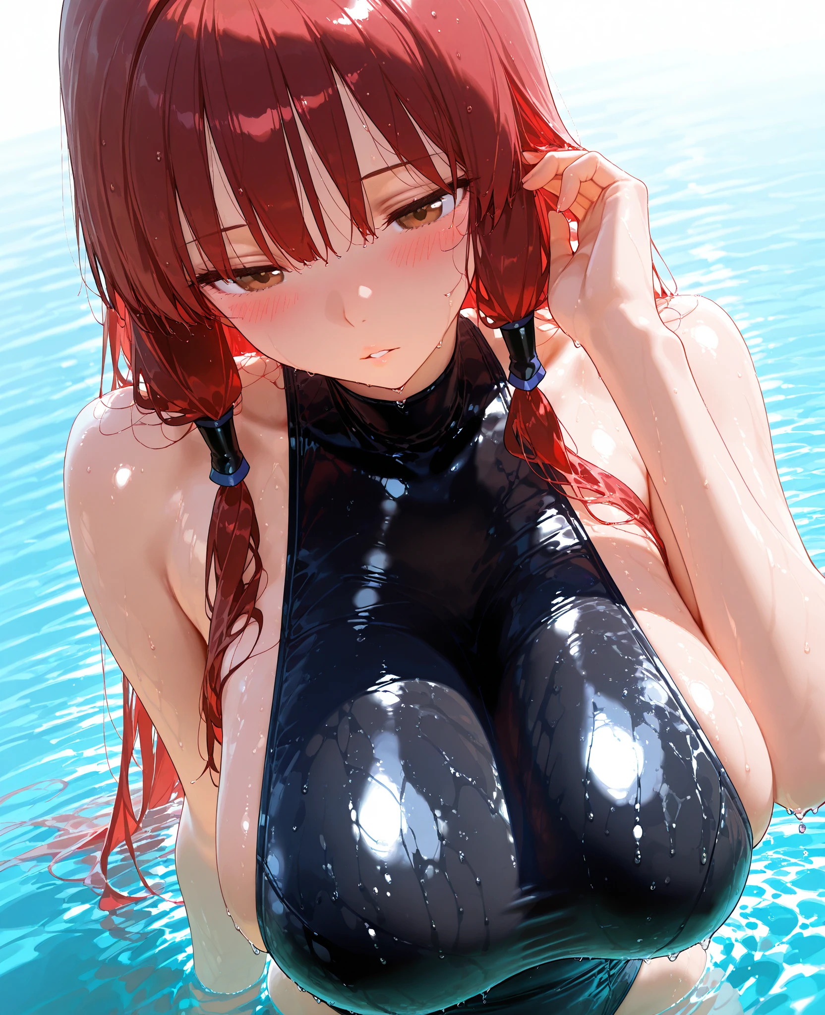 realisitic、top-quality、1girl in、Pink twin tails, , Saliva, White liquid on the lower body , pink there、 fullnude, Black PVC gloves , 爆乳、4K high image quality、Lie down and open your legs、Show off your body、爆乳、Big ass、White liquid on the lower body、Erotic Tech