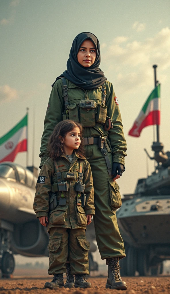 1 mulher soldado israelense, with a baby in the arm, atirando no terrorista do hamas, Ultra realista