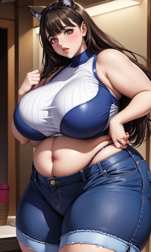 ultra realistic 8k cg, masterpiece, ((ultra detailed background, delicate pattern, intricate detail, highly detailed, fine details best quality, hyperdetailed face)), (photorealistic:1.4),beautiful lighting, absurdres, RAW photo, film grain, BoaHancockV2, 1girl, solo, black hair, long hair, jewelry, closed mouth, (((medium breasts, slim girl))), (white T-shirt, jeans earrings, black eyes, complex detailed background, inside, castle room environment, medieval castle, gray walls, window, bookshelf), ((close-up, portrait)), huge belly, massive belly, enormous belly, giant belly, huge belly, massive belly, enormous belly, giant belly, huge belly, massive belly, enormous belly, giant belly, huge belly, massive belly, enormous belly, giant belly, huge belly, massive belly, enormous belly, giant belly, huge belly, massive belly, enormous belly, giant belly, huge belly, massive belly, enormous belly, giant belly, huge belly, massive belly, enormous belly, giant belly, huge belly, massive belly, enormous belly, giant belly, huge belly, massive belly, enormous belly, giant belly, huge belly, massive belly, enormous belly, giant belly, huge belly, massive belly, enormous belly, giant belly, huge belly, massive belly, enormous belly, giant belly, huge belly, massive belly, enormous belly, giant belly, huge belly, massive belly, enormous belly, giant belly, huge belly, massive belly, enormous belly, giant belly, huge belly, massive belly, enormous belly, giant belly, huge belly, massive belly, enormous belly, giant belly, huge belly, massive belly, enormous belly, giant belly, huge belly, massive belly, enormous belly, giant belly, obese, morbidly obese, obese, giant obese fat belly, huge belly, massive belly, enormous belly, giant belly, huge belly, massive belly, enormous belly, giant belly, huge belly, massive belly, enormous belly, giant belly, huge belly, massive belly, enormous belly, giant belly, huge belly, massive belly, enormous belly, giant belly, huge belly, massive