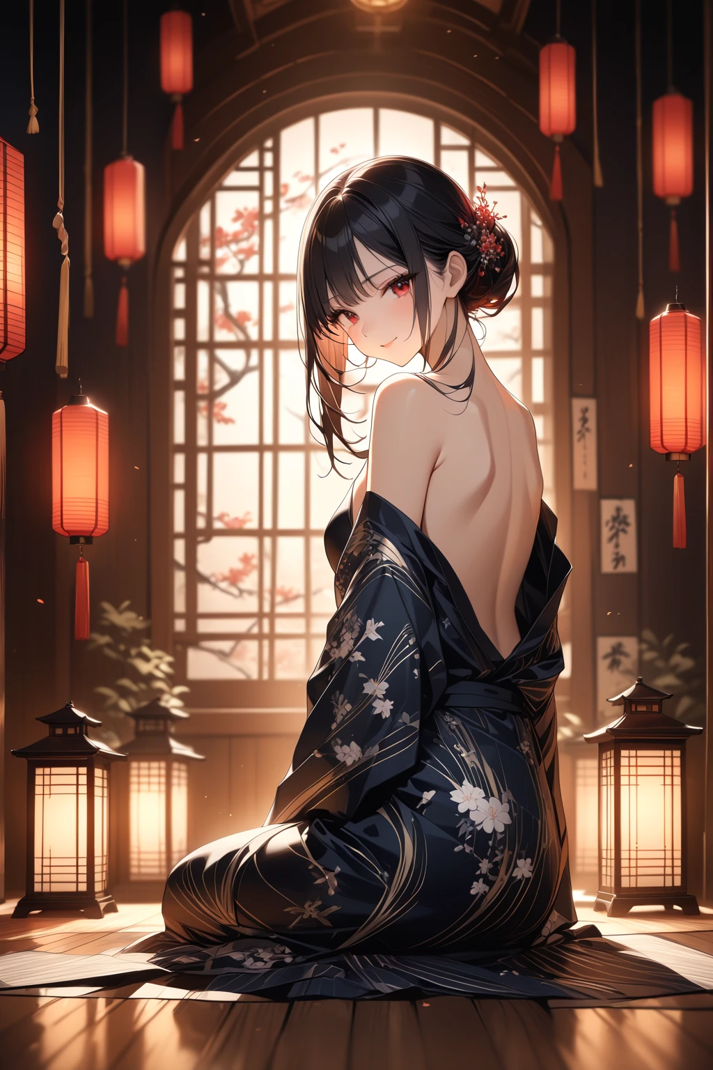 ru_qun,best_quality,head,original_outfit,hanfu,clear details,masterpiece, best_quality, clear details,1girl,all four,on stomach,from back,cowboy shot, <lora:ruqun-000009:1>