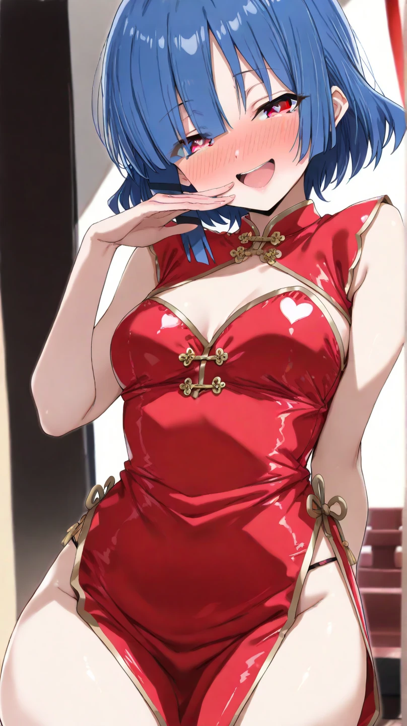 Beautiful girl Ranma 1 in red shiny long sleeve kung fu outfit/Ranma in 2 exposes her nipples