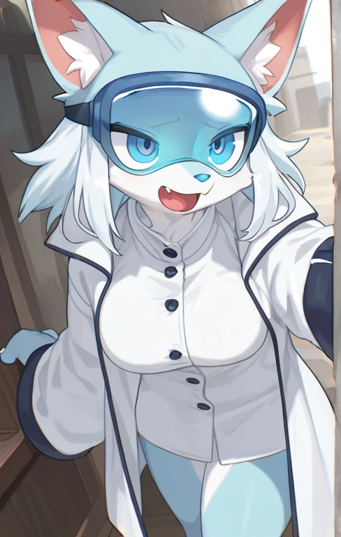 Furry, Furry dragon (anthro), cute fur, eyes black, god of eyes, gray witch hat with black bow, fur all over belly and thigh, artwork, detailded, Perfect artwork, (VOLUMOUS WHITE COAT ON THE NECK), White dragon's tail, Kemono, wearing glasses without rounded lenses, cute thighs, shiny thigh, gray striped silk socks, and black, black and gray striped silk gloves, detailed crotch, no clothing