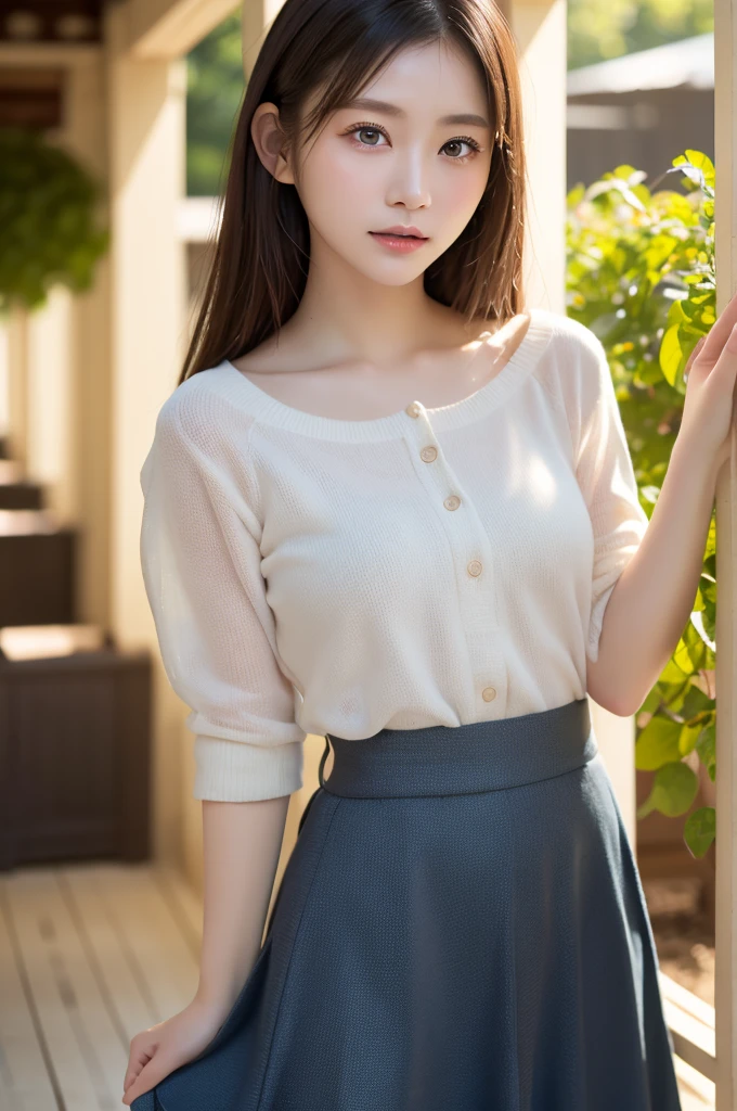 1 girl、(Japanese girl sitting on a bench and showing her panties)、(15 years old)、Baby Face、Flat Chest、(Bokeh:1.1)、Lips parted、Expressionless、Realistic、tights、skirt、Skyline、Realistic、アップskirt、skirtリフト、Highest quality、masterpiece:1.3、Ultra-high resolution、View from below:1.4、Panties close up:1.3、Embarrassed look、The background is a night view、((Spread your legs out to the side:1.4))
