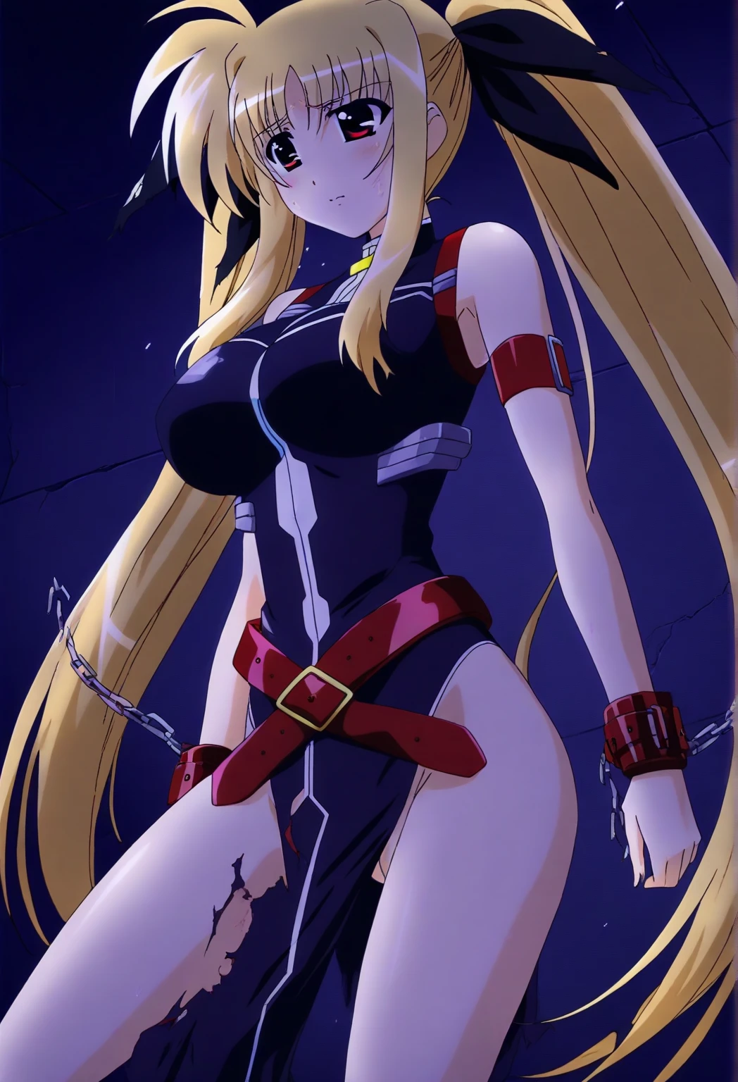 ultra-detailed, Explicit, Beautiful body, Beautiful Nose, Beautiful character design, perfect eyes, perfect face, ultra highres, 4K, beautiful legs, perfect legs, Nice hands, Perfect hand, Masterpiece, Best Quality, Highly detailed, illustration, absurdres, street fighter, doll suit, shadaloo doll, dollsuit, girls, multiple girls, expressionless, blank eyes, looking at viewer, red gloves, emotionless, black latex, corrution, mind control, female combatant, full body, hypnotized, unhappy trance, full body suit, ribbed bodysuit, obey, perfect female body, extremely glossy latex, hypnosis, hypnoLora, empty eyes, Mind control device, poses, brainwashed, submissive_pose, Slave, hat, necktie, belt, latex, garter belt, thighhighs, stand up straight, standing, standing at attention, fighting stance, blond hair, large hair, long hair, blue eyes, small breasts, mask, Leopard, Yoru no Yatterman