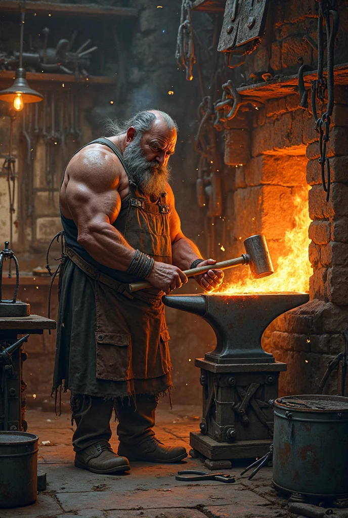 Dwarf blacksmith、Work scene、Blacksmith。